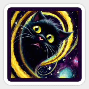 Time Traveling Cat Falls Through a Vortex Sticker